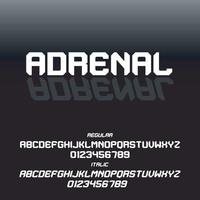 Adrenal, a modern sporty typography alphabet font design vector