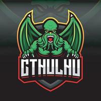 enojado cthulhu deporte juego vector logo plantilla ilustración con fondo negro