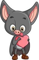 The silly bat is holding the love doll for valentine vector