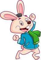 The cute rabbit is dancing with the happy expression vector