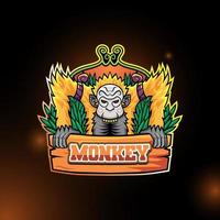 logotipo de la mascota del rey mono de la jungla vector