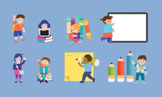 kids and learning flat vector illustration