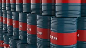 Gas fuel 3d render illustration barrels arranged in array stacked against each other photo