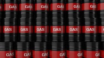 Gas fuel barrels arranged in array stacked against each other 3d render illustration