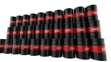 Gas fuel 3d render illustration barrels arranged in array stacked against each other photo