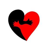 Heart. Two halves of the heart in an embrace. vector