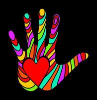 Hand with heart concept of charity and donation. vector