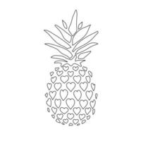 Pineapple. Doodle icon isolated on white background. vector