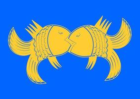 Fish in love. Kiss the fish. vector