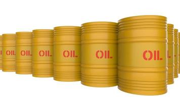 Gas fuel 3d render yellow illustration barrels arranged in array stacked against each other photo