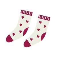 Cute socks with hearts. Flat vector illustration.