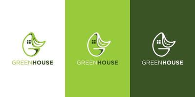 Green house logo template with modern concept vector
