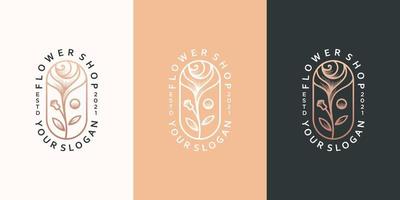 flower shop logo design vector