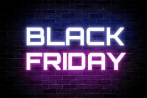 Black friday neon banner, light signboard. photo