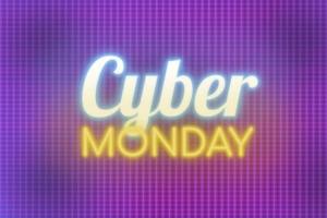 Cyber monday neon banner, light signboard. photo