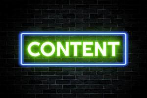 Content neon banner, light signboard. photo