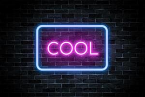 Cool neon banner, light signboard. photo