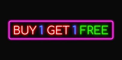 Buy 1 Get 1 Free neon banner, light signboard. photo