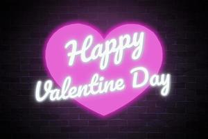 Happy Valentine day neon banner, light signboard. photo