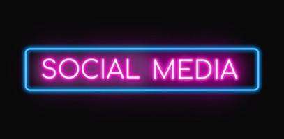Social Media neon banner, light signboard. photo