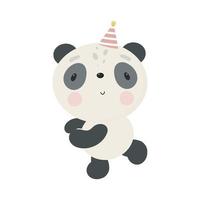 Cute Panda dancing. For kids stuff, card, posters, banners, books, printing on the pack, printing on clothes, fabric, wallpaper, textile or dishes. Vector illustration.