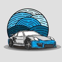 Modern aesthetic car vintage cartoon vector design