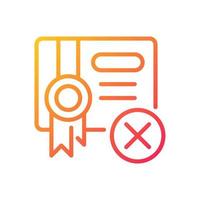 Submission decline gradient linear vector icon. Rejected document. Trading without permit. Illegal sales. Thin line color symbol. Modern style pictogram. Vector isolated outline drawing