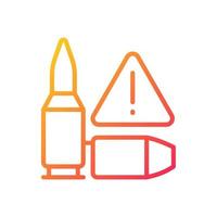 Ammunition smuggling gradient linear vector icon. Gunrunning. Bullets and shells illegal trade. Armament black market. Thin line color symbol. Modern style pictogram. Vector isolated outline drawing