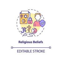 Religious beliefs concept icon. Sensitive data safety. Personal information abstract idea thin line illustration. Isolated outline drawing. Editable stroke. Roboto-Medium, Myriad Pro-Bold fonts used vector