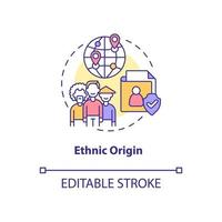 Ethnic origin concept icon. Type of sensitive information. Data safety abstract idea thin line illustration. Isolated outline drawing. Editable stroke. Roboto-Medium, Myriad Pro-Bold fonts used vector