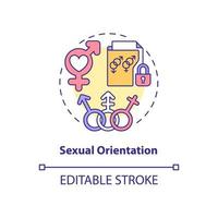 Sexual orientation concept icon. Personal data. Sensitive information abstract idea thin line illustration. Isolated outline drawing. Editable stroke. Roboto-Medium, Myriad Pro-Bold fonts used vector