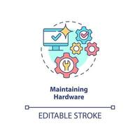 Maintaining hardware concept icon. Availability of sensitive information abstract idea thin line illustration. Isolated outline drawing. Editable stroke. Roboto-Medium, Myriad Pro-Bold fonts used vector