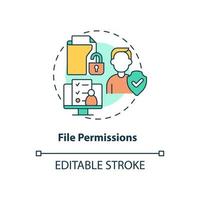 File permissions concept icon. Integrity of sensitive data abstract idea thin line illustration. Isolated outline drawing. Editable stroke. Roboto-Medium, Myriad Pro-Bold fonts used vector