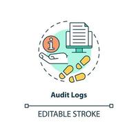 Audit logs concept icon. Sensitive information digital protection abstract idea thin line illustration. Isolated outline drawing. Editable stroke. Roboto-Medium, Myriad Pro-Bold fonts used vector