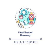 Fast disaster recovery concept icon. Availability of sensitive data security abstract idea thin line illustration. Isolated outline drawing. Editable stroke. Roboto-Medium, Myriad Pro-Bold fonts used vector