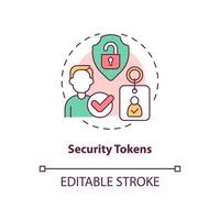 Security tokens concept icon. Cryptocurrency sensitive data safety abstract idea thin line illustration. Isolated outline drawing. Editable stroke. Roboto-Medium, Myriad Pro-Bold fonts used vector