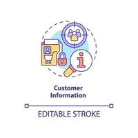 Customer information concept icon. Sensitive data of buyer behavior abstract idea thin line illustration. Isolated outline drawing. Editable stroke. Roboto-Medium, Myriad Pro-Bold fonts used vector