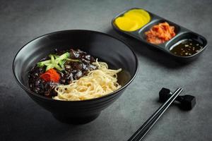 korean food. Jajangmyeon or noodle with fermented black beans sauce photo