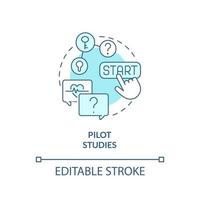 Pilot studies turquoise concept icon. Small experiment. Type of clinical trials abstract idea thin line illustration. Isolated outline drawing. Editable stroke. Arial, Myriad Pro-Bold fonts used vector