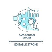 Case-control studies turquoise concept icon. Information analysing. Clinical trials abstract idea thin line illustration. Isolated outline drawing. Editable stroke. Arial, Myriad Pro-Bold fonts used vector