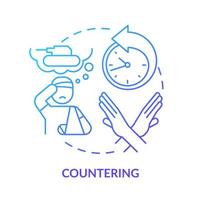 Countering blue gradient concept icon. Gaslighting behaviour in relationships abstract idea thin line illustration. Psychological abuse. Isolated outline drawing. Myriad Pro-Bold font used vector