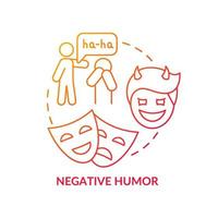 Negative humor red gradient concept icon. Psychological manipulation case abstract idea thin line illustration. Mocking and bullying. Verbal abuse. Isolated outline drawing. Myriad Pro-Bold font used vector