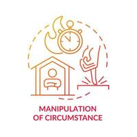 Manipulation of circumstance red gradient concept icon. Psychological manipulation sign abstract idea thin line illustration. Strict control. Isolated outline drawing. Myriad Pro-Bold font used vector