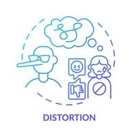 Distortion blue gradient concept icon. Emotional manipulation strategy abstract idea thin line illustration. Distorting reality. Toxic relationship. Isolated outline drawing. Myriad Pro-Bold font used vector