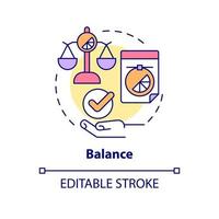 Balance concept icon. Designer work basics. Graphic design principles abstract idea thin line illustration. Isolated outline drawing. Editable stroke. Arial, Myriad Pro-Bold fonts used vector