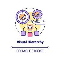 Visual hierarchy concept icon. Order of parts importance. Graphic design principles abstract idea thin line illustration. Isolated outline drawing. Editable stroke. Arial, Myriad Pro-Bold fonts used vector