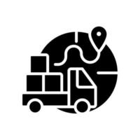 Import restrictions black glyph icon. Goods and products transportation. Sanctions and embargo. Legal regulations and rules. Silhouette symbol on white space. Vector isolated illustration