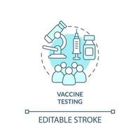 Vaccine testing turquoise concept icon. Work upon antidot. Things to be tested abstract idea thin line illustration. Isolated outline drawing. Editable stroke. Arial, Myriad Pro-Bold fonts used vector