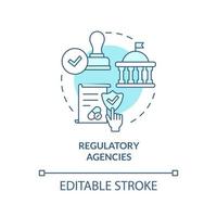 Regulatory agencies turquoise concept icon. Safety of clinical trials guaranty abstract idea thin line illustration. Isolated outline drawing. Editable stroke. Arial, Myriad Pro-Bold fonts used vector