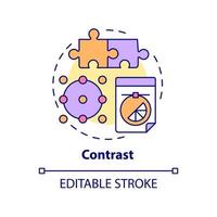 Contrast concept icon. Instrument of designer. Principles of graphic design abstract idea thin line illustration. Isolated outline drawing. Editable stroke. Arial, Myriad Pro-Bold fonts used vector